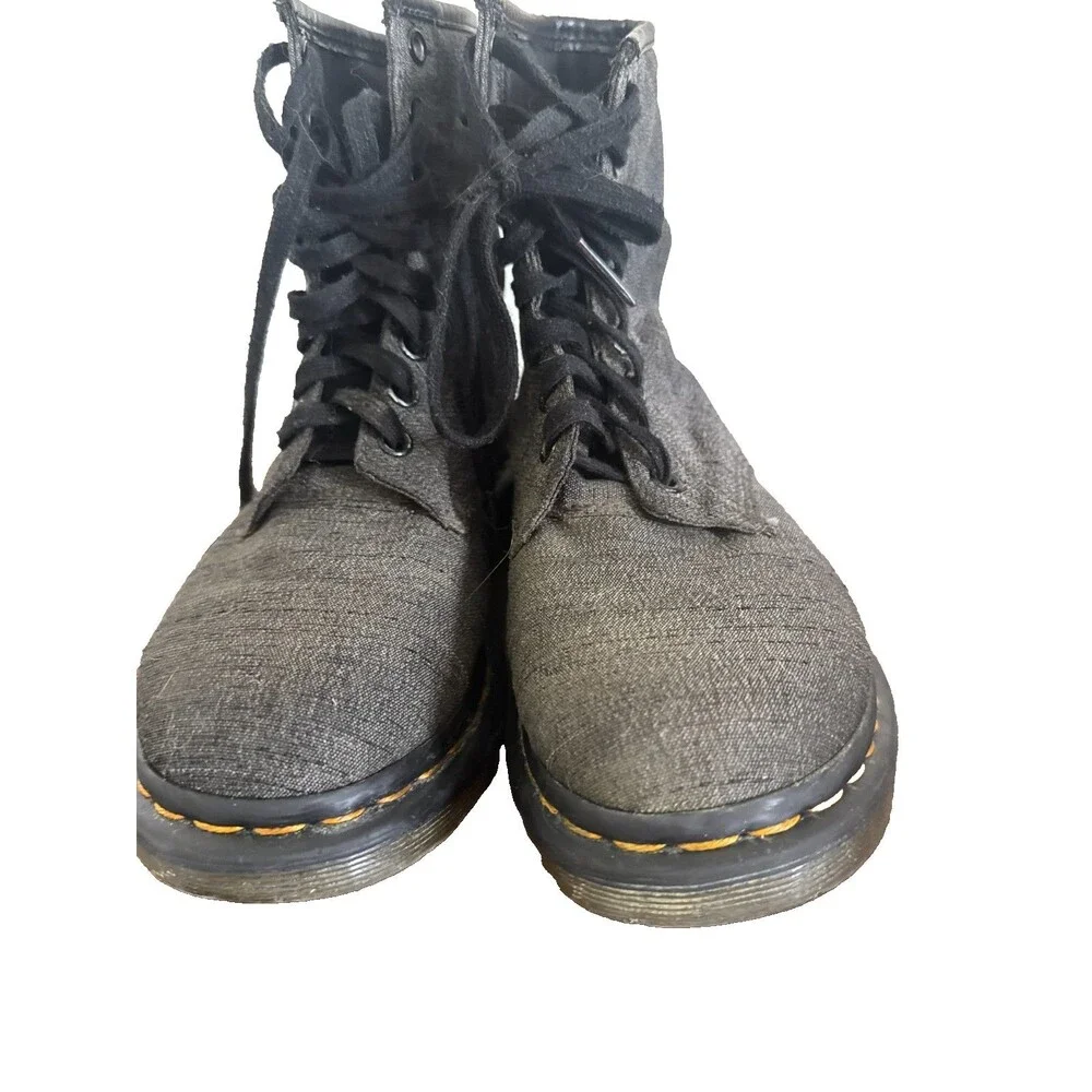 Dr Martens Black Canvas Combat Boots Womens 6 UK 4 EU 37 Lace Up 8 Eye